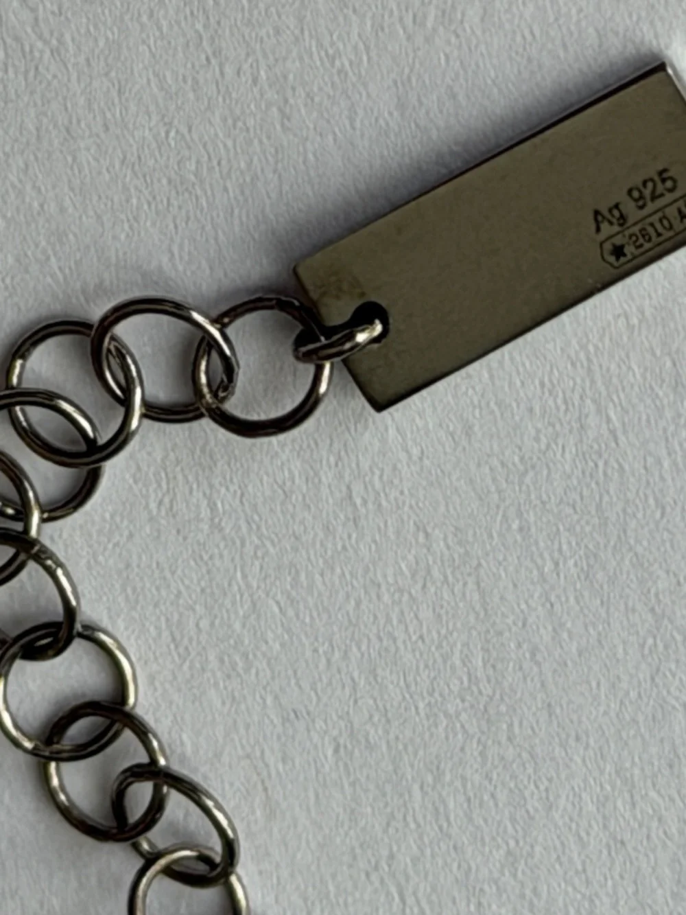 Saint Laurent YSL Sterling Silver E Initial Letter Snake Pendant Chain Necklace